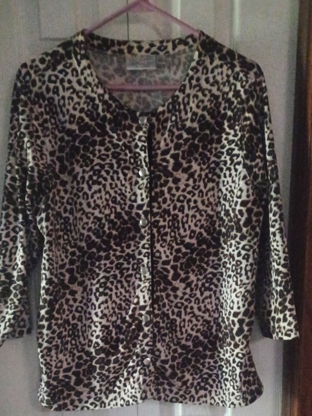 Studio Works XL Leopard Print 3/4 Length Sleeve - Button Down